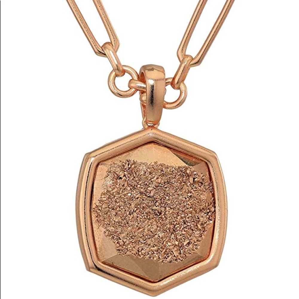 Kendra Scott Davis Short Necklace-Rose Gold Druzy